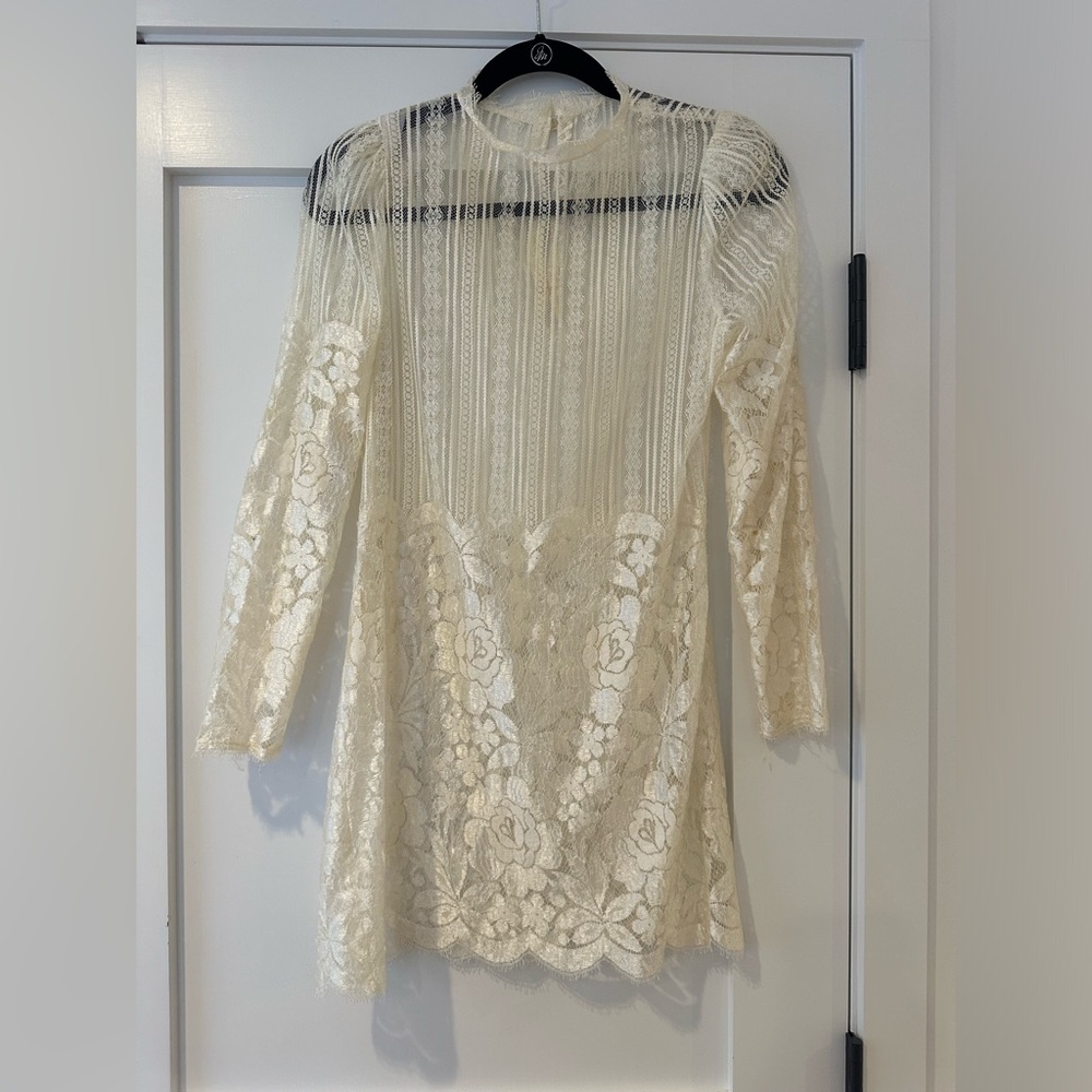 Vintage Lace Dress, Wedding Dress, Overlay, Small. Floral Lace